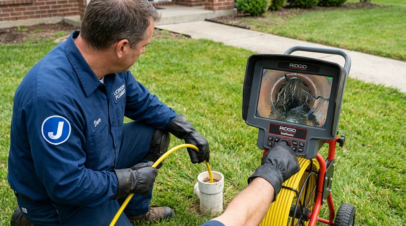 Sewer camera inspection being performed by Johns Plumbing LLC in Billerica